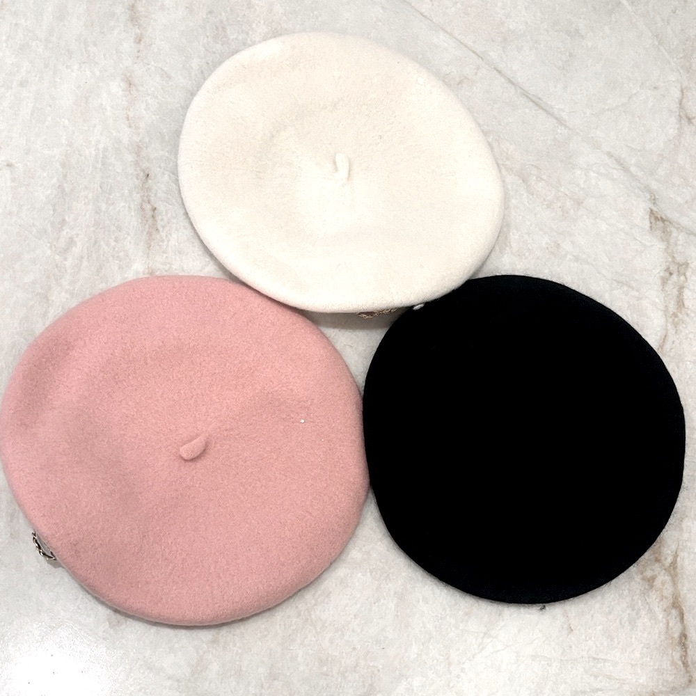 Flonavtex Elegant Women Beret with Chic Pearl Accent Black Stylish One Size NWOT - Picture 3 of 7